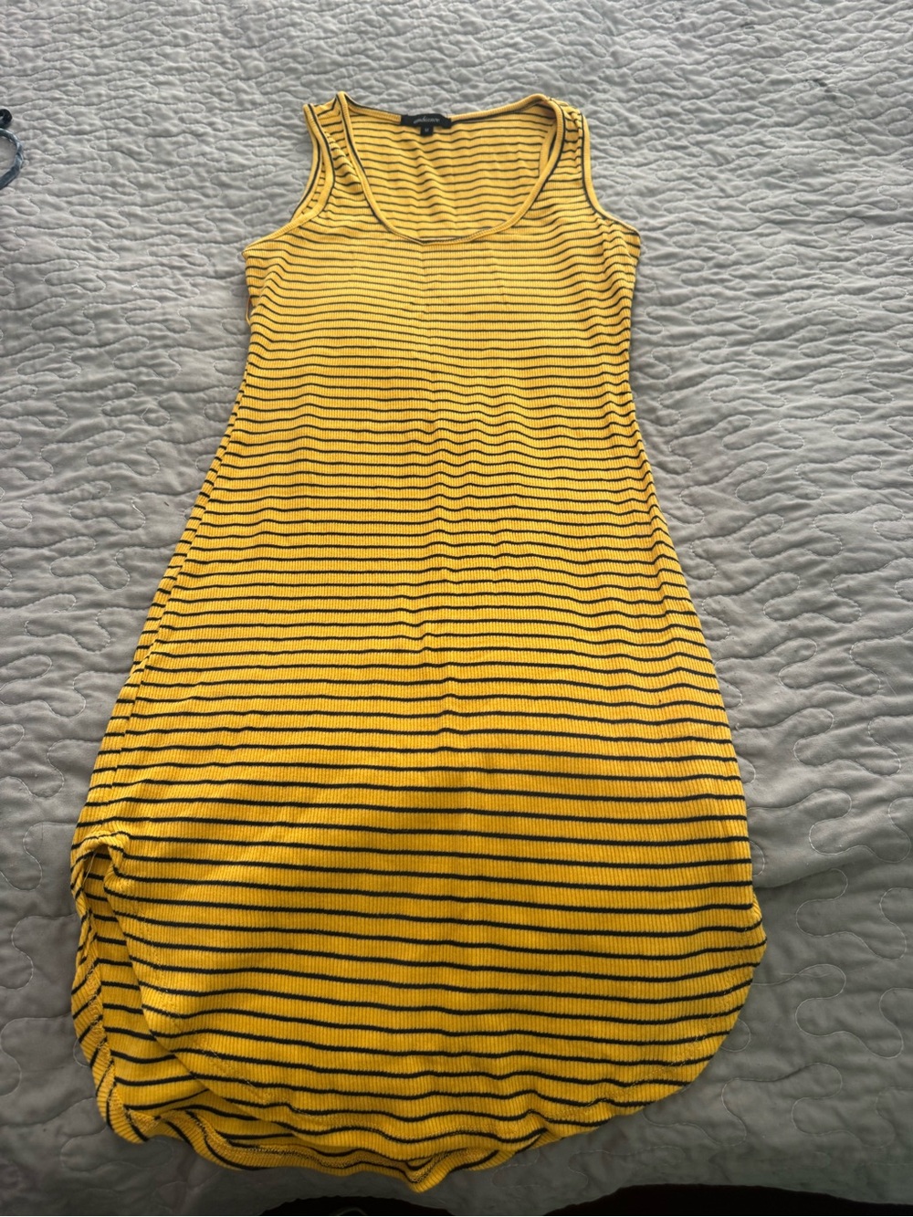 Ambiance Yellow and Black Striped Midi Tank Dress